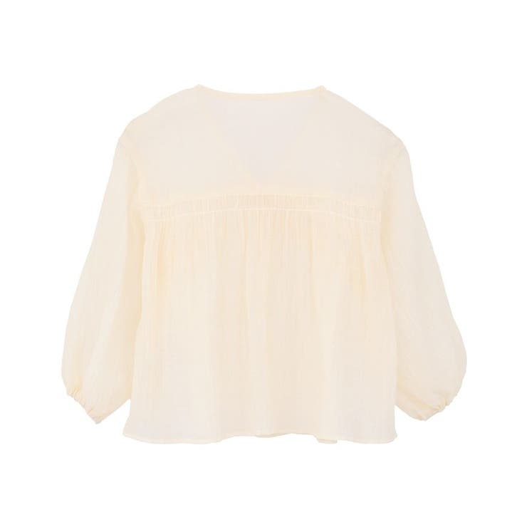 kids Vネックフリルシアープリーツブラウス | Green Parks  | 詳細画像2 