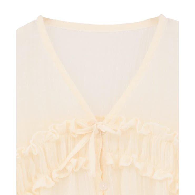 kids Vネックフリルシアープリーツブラウス | Green Parks  | 詳細画像3 