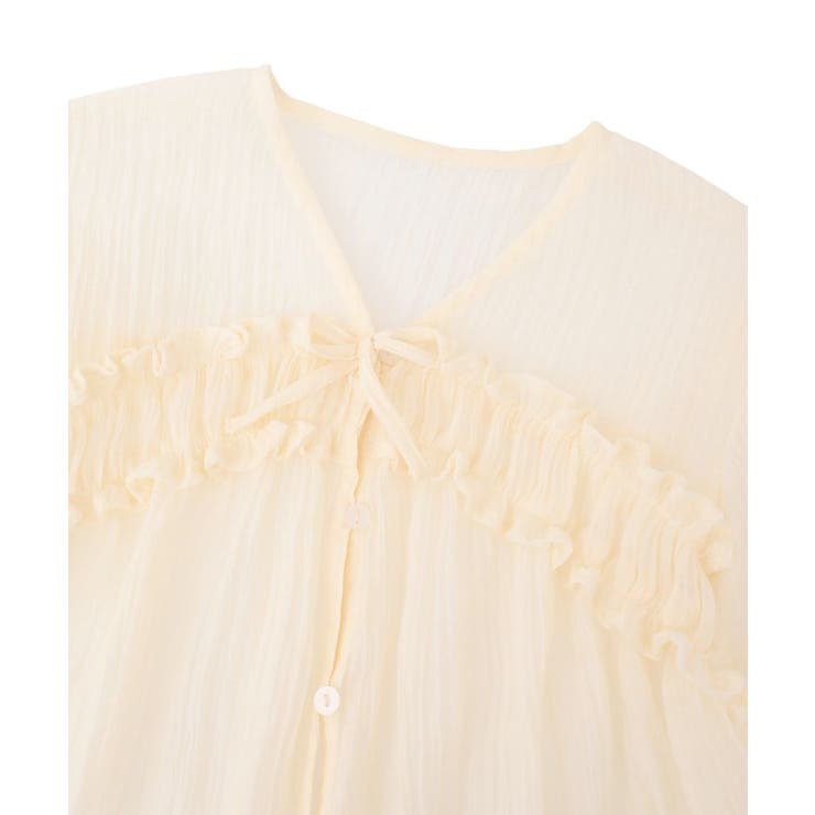 kids Vネックフリルシアープリーツブラウス | Green Parks  | 詳細画像6 