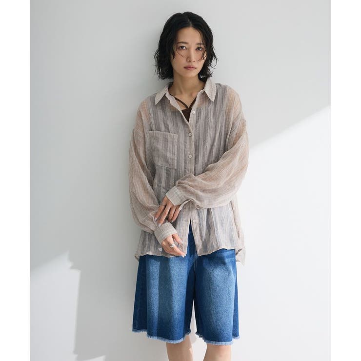 ライトグレー | シアーワッシャーロングスリーブシャツ | Green Parks 