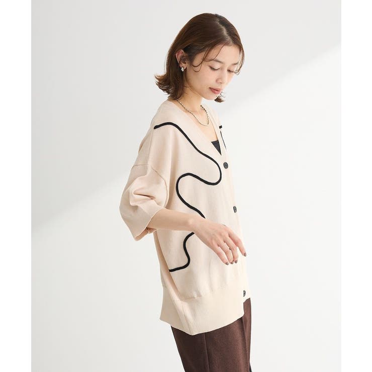 刺繍コードVネックカーディガン | Green Parks  | 詳細画像6 