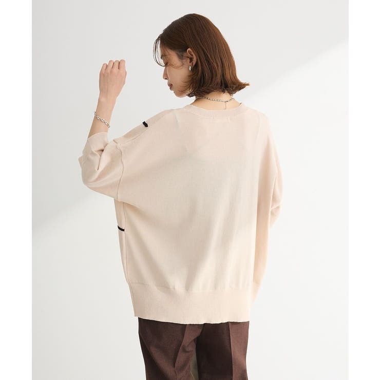 刺繍コードVネックカーディガン | Green Parks  | 詳細画像7 