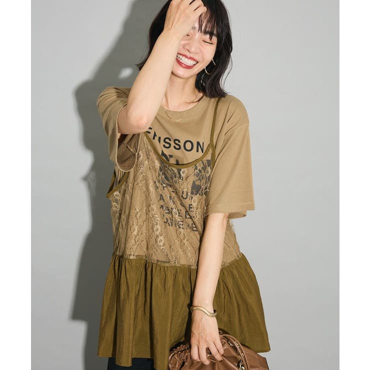 SET2点フォトＴシャツ+レースキャミビスチェ | Green Parks  | 詳細画像1 