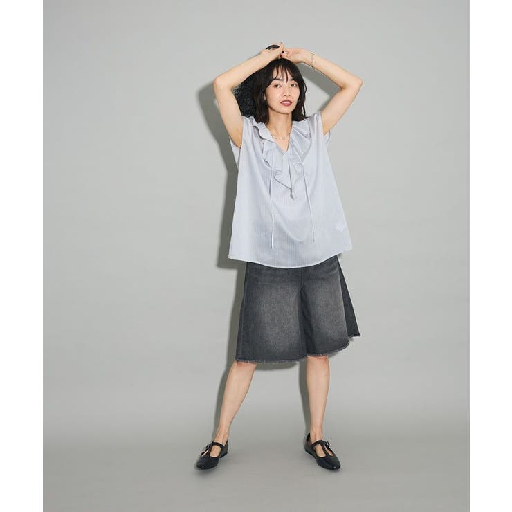 ノースリーブストライプフリルブラウス | Green Parks  | 詳細画像3 