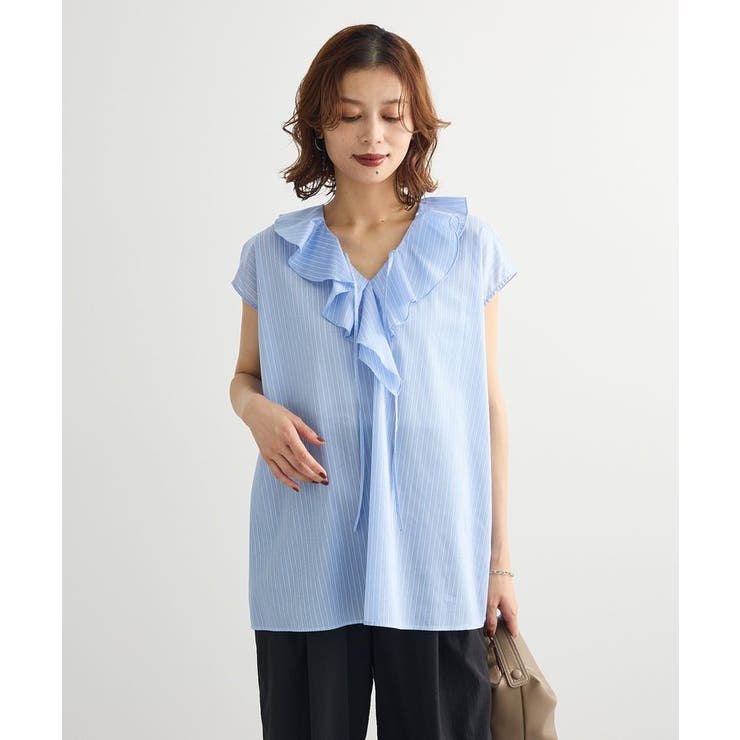 ノースリーブストライプフリルブラウス | Green Parks  | 詳細画像8 