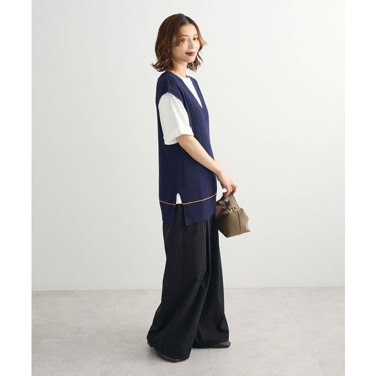 裾ラインケーブルニットベスト | Green Parks  | 詳細画像3 