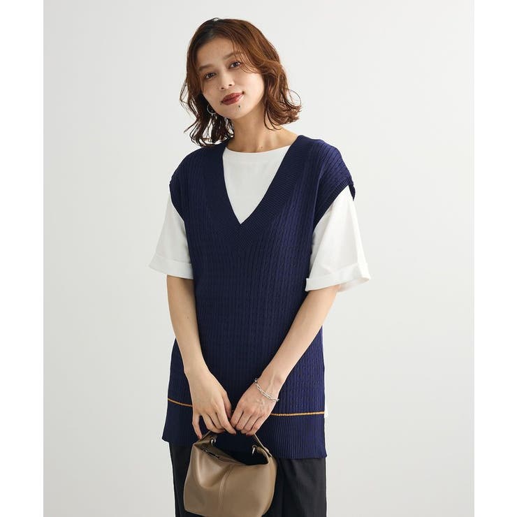 裾ラインケーブルニットベスト | Green Parks  | 詳細画像5 