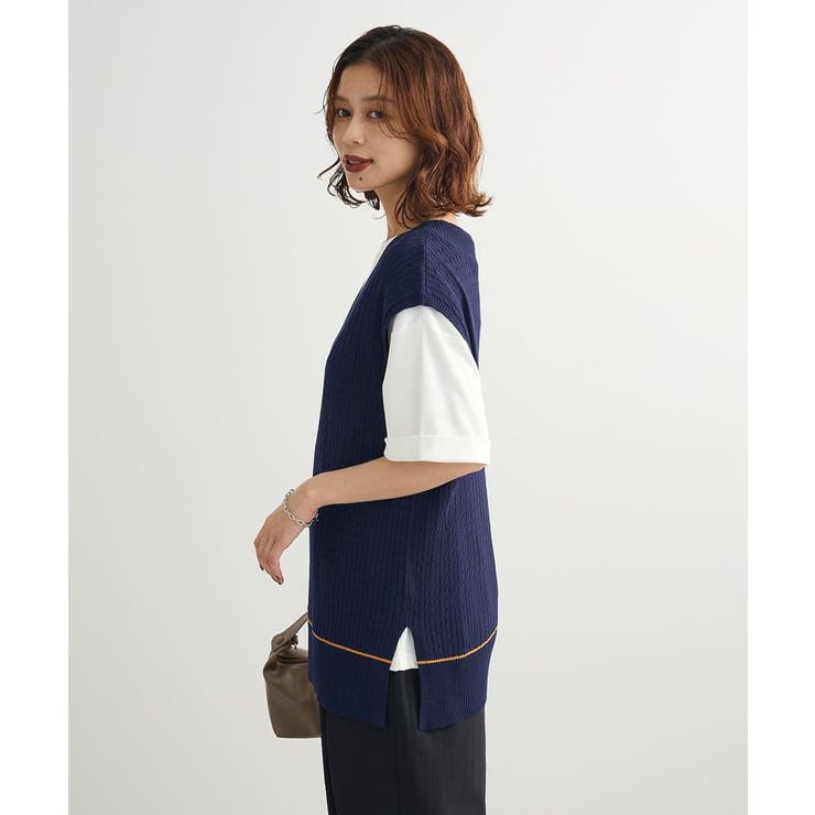 裾ラインケーブルニットベスト | Green Parks  | 詳細画像6 