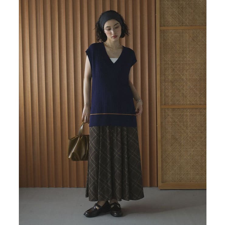 裾ラインケーブルニットベスト | Green Parks  | 詳細画像14 