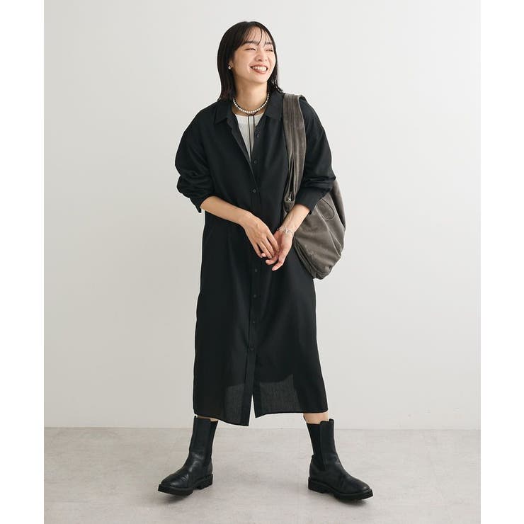 ブラック | ロングシャツワンピース | Green Parks