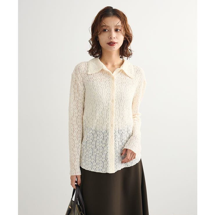 アイボリー | カットレースシャツプルオーバー | Green Parks 