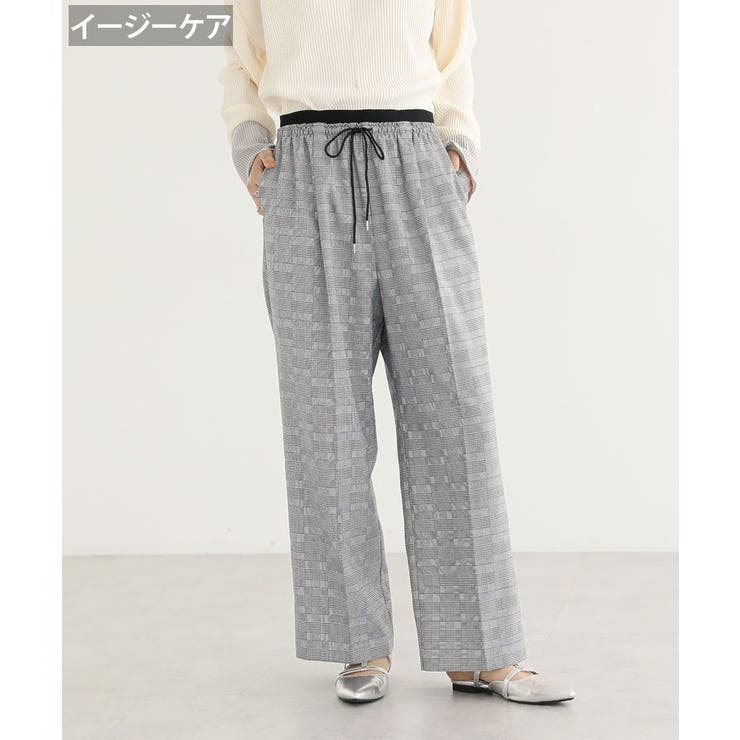 グレンチェック | ウエストレイヤードワイドパンツ | Green Parks 