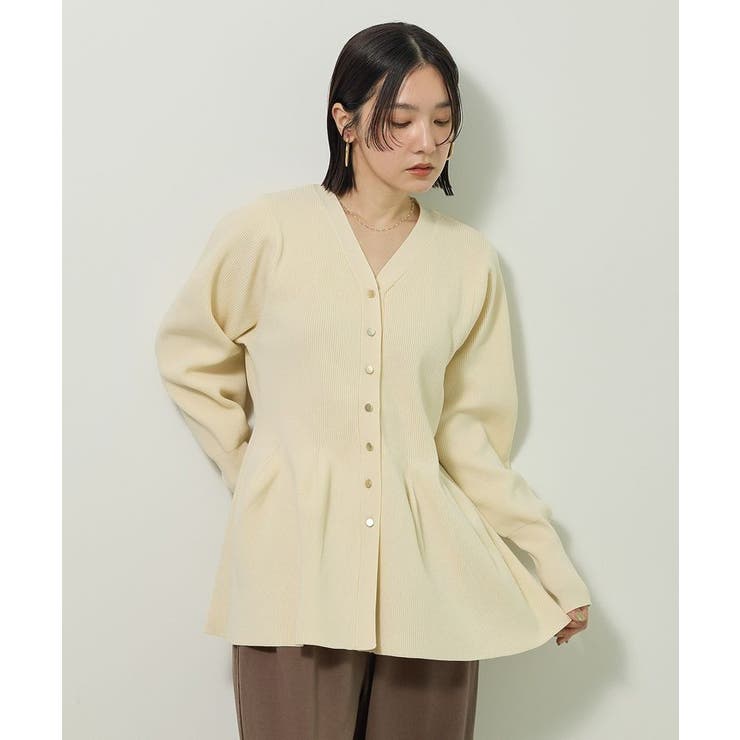 エクリュ | 金釦ペプラムニットカーディガン | Green Parks 