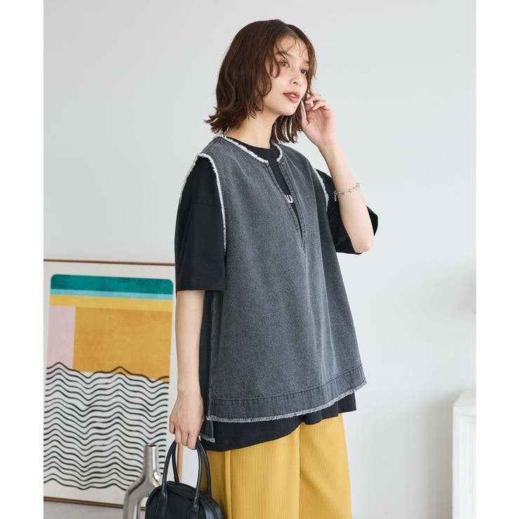 フリンジ付きデニムベスト | Green Parks  | 詳細画像15 