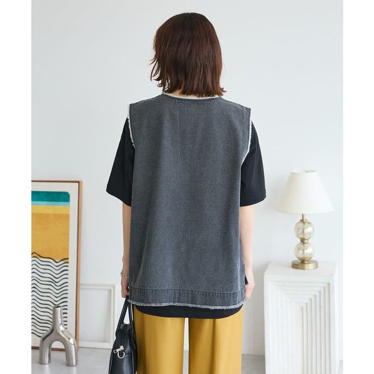 フリンジ付きデニムベスト | Green Parks  | 詳細画像16 