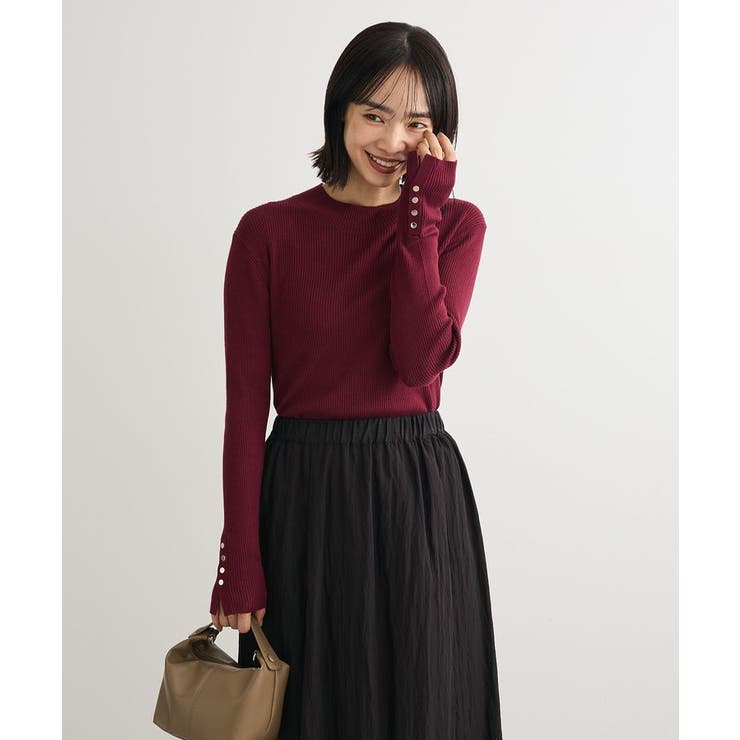 袖口金釦リブニットプルオーバー | Green Parks  | 詳細画像18 