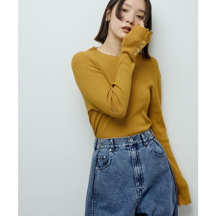 袖口金釦リブニットプルオーバー | Green Parks  | 詳細画像25 