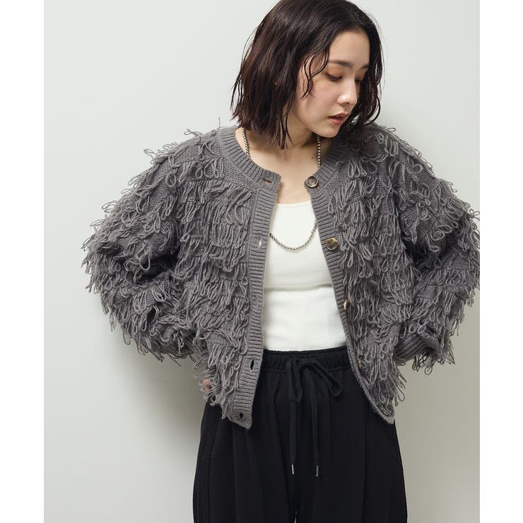 グレー | ループニットカーディガン | Green Parks 