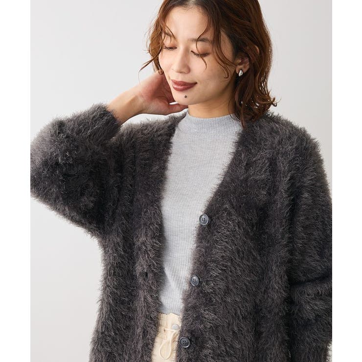 グレー | シャギーVネックカーディガン | Green Parks 