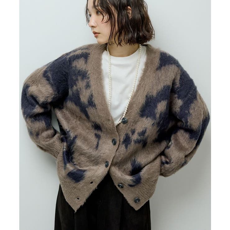 チャコールグレー | アニマル柄カーディガン | Green Parks 