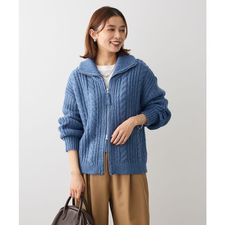 衿付きケーブルzipカーディガン | Green Parks  | 詳細画像5 