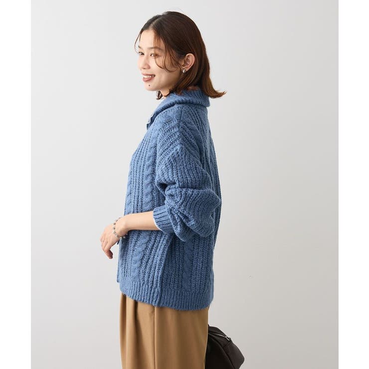 衿付きケーブルzipカーディガン | Green Parks  | 詳細画像6 