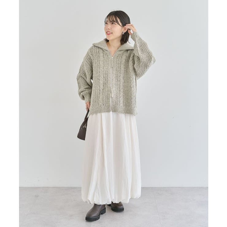 衿付きケーブルzipカーディガン | Green Parks  | 詳細画像18 