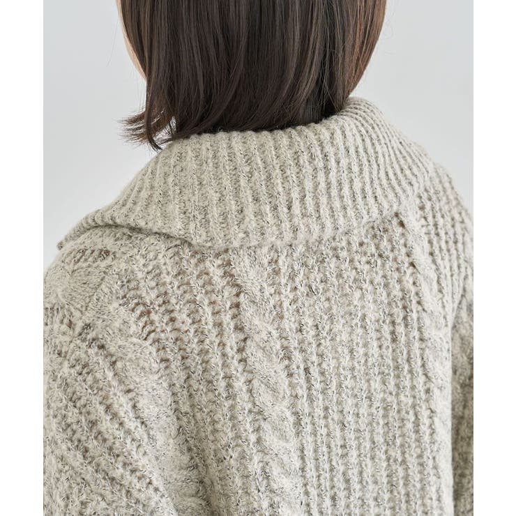 衿付きケーブルzipカーディガン | Green Parks  | 詳細画像26 