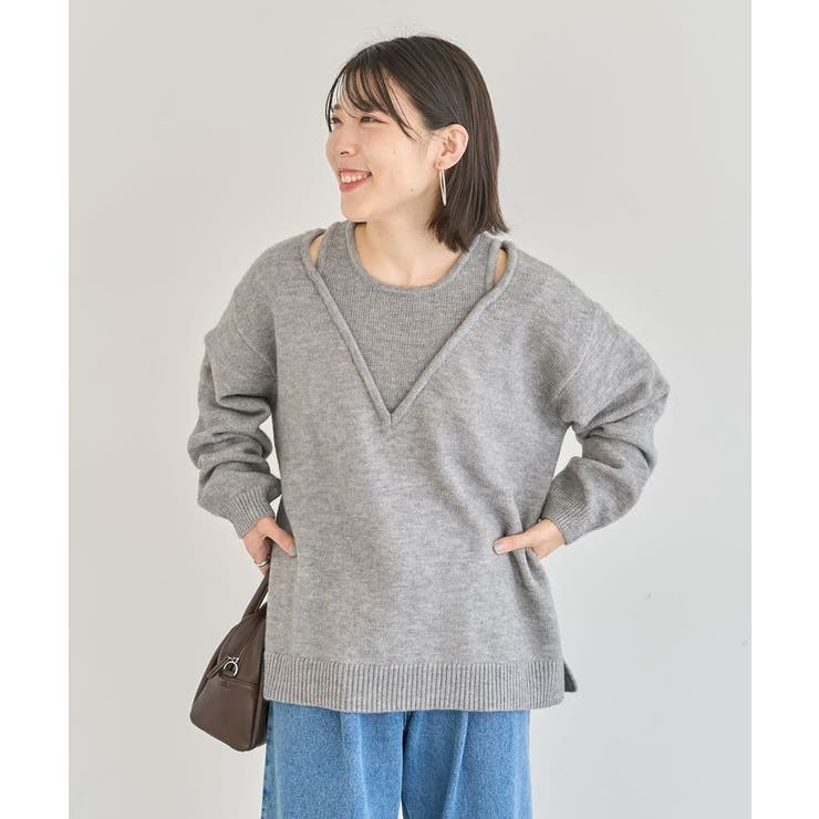 フェイクレイヤードVネックニットプルオーバー | Green Parks  | 詳細画像14 