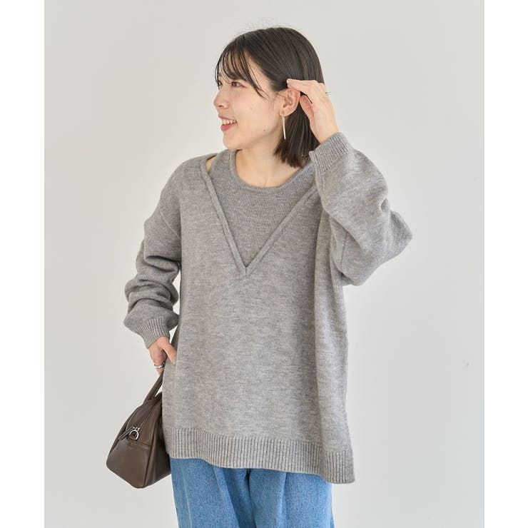 フェイクレイヤードVネックニットプルオーバー | Green Parks  | 詳細画像15 