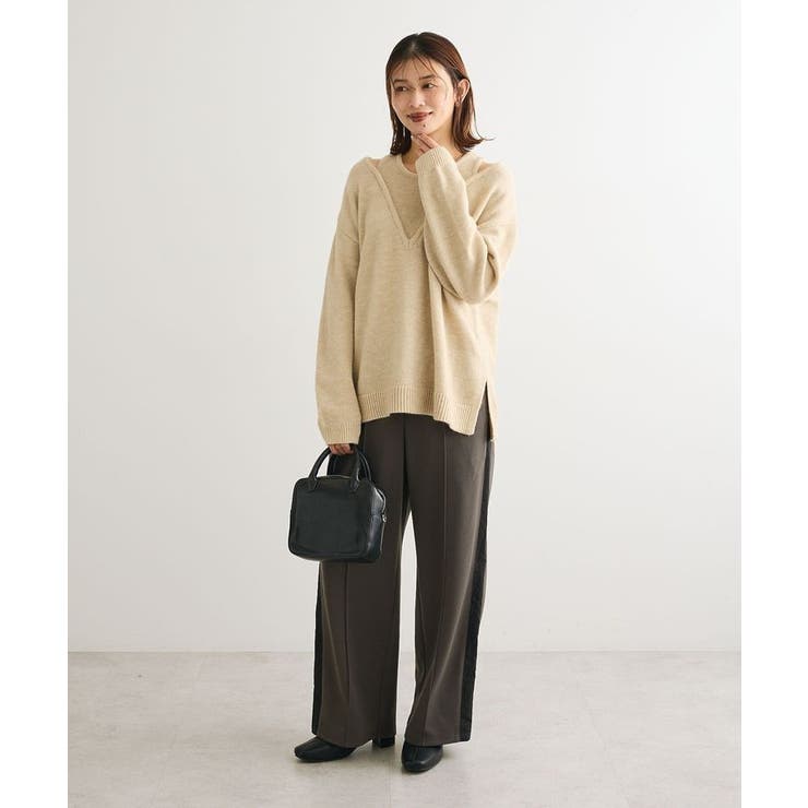 フェイクレイヤードVネックニットプルオーバー | Green Parks  | 詳細画像5 