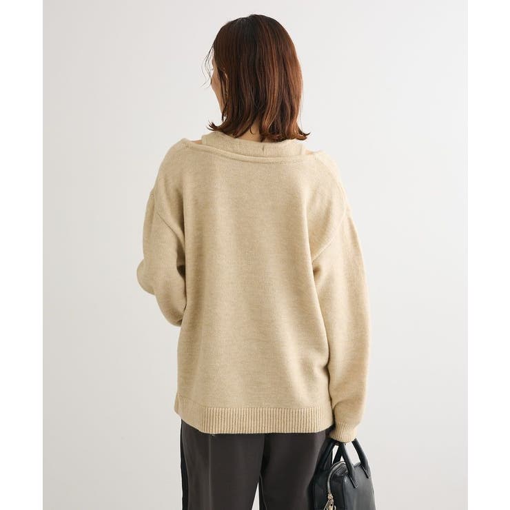 フェイクレイヤードVネックニットプルオーバー | Green Parks  | 詳細画像9 