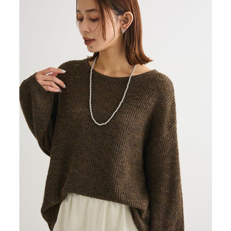 ブラウン | シアーゆったりニットプルオーバー | Green Parks 