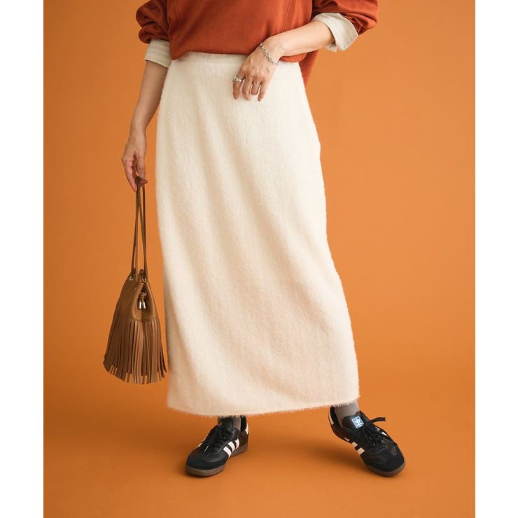 アイボリー | 楽ちんシャギーIラインスカート | Green Parks 