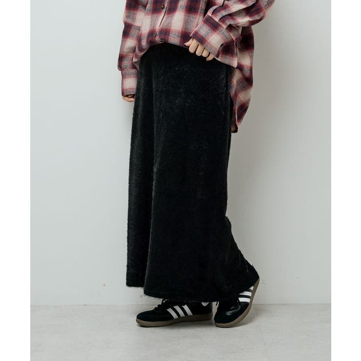 ブラック | 楽ちんシャギーIラインスカート | Green Parks 