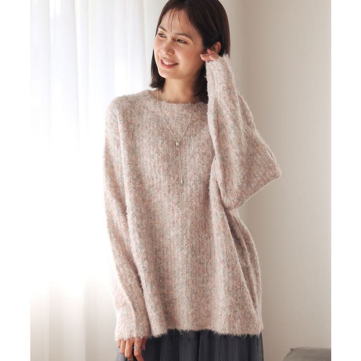 ピンク | ブークレMIXニットチュニック | Green Parks 