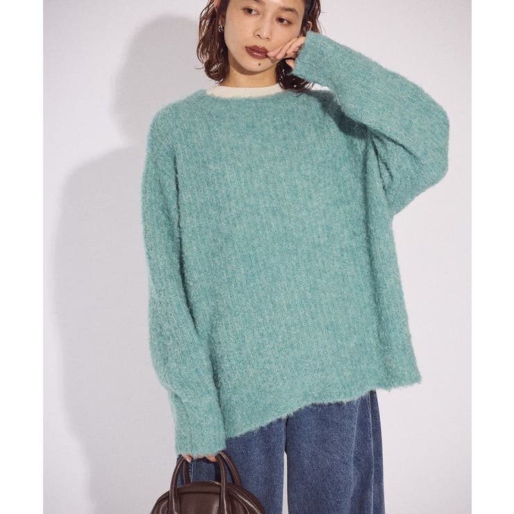サックスブルー | ブークレMIXニットチュニック | Green Parks 