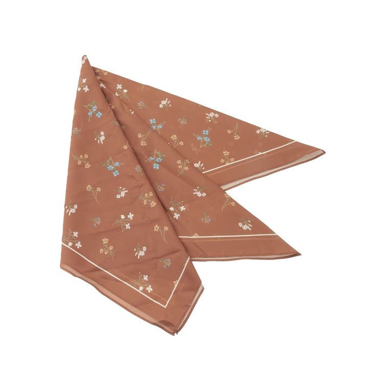 ブラウン | フラワーシルキースカーフ | Green Parks 