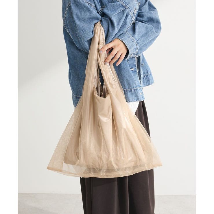 ベージュ | チュールレイヤードポケッタブルバッグ | Green Parks 
