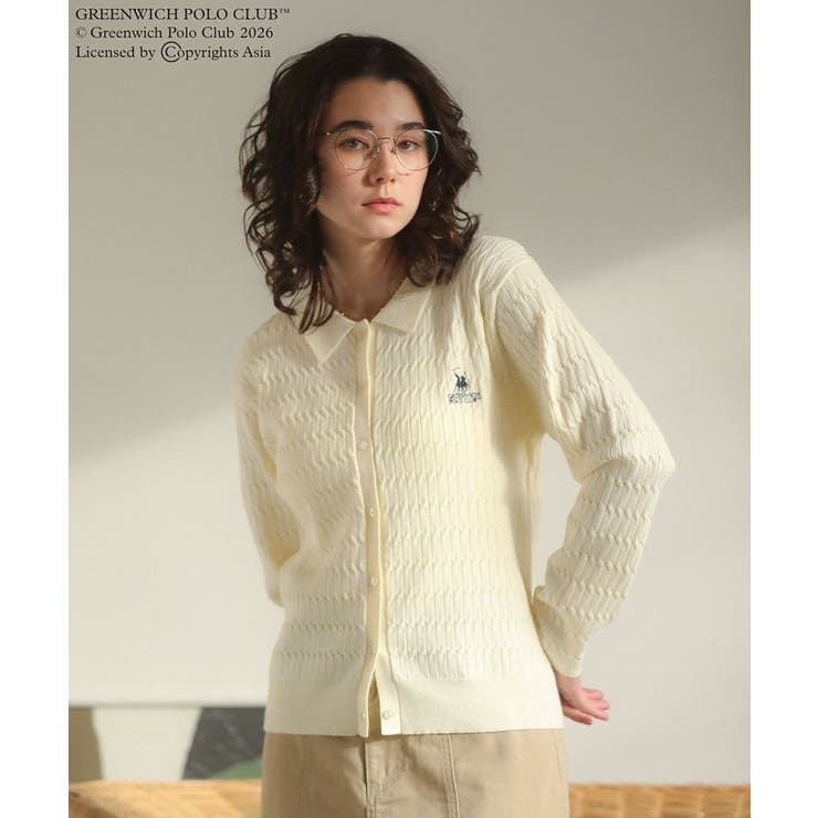 GREENWICH POLO CLUB(TM)ケーブル襟付ニットカーディガン | Green Parks  | 詳細画像8 