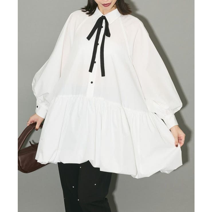 ボウタイリボン付裾バルーンシャツワンピースⅡ | Green Parks  | 詳細画像13 