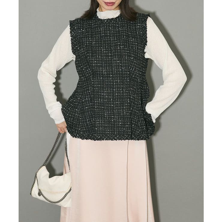 ブラック | ツイードペプラムベスト | Green Parks 