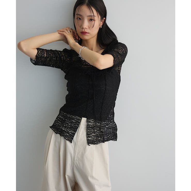 カットワークデザインレース半袖トップス | Green Parks  | 詳細画像14 