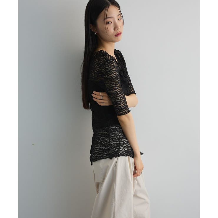 カットワークデザインレース半袖トップス | Green Parks  | 詳細画像15 