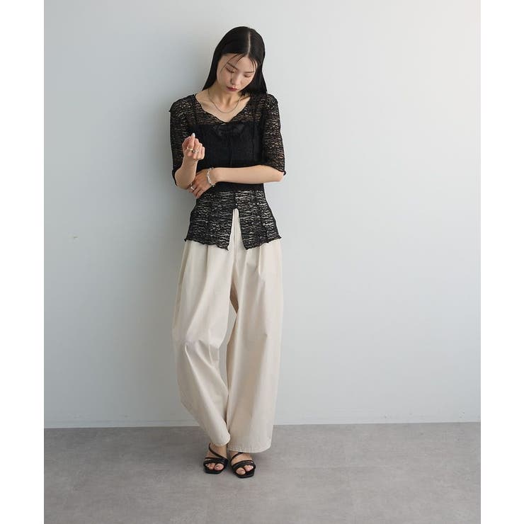 カットワークデザインレース半袖トップス | Green Parks  | 詳細画像9 