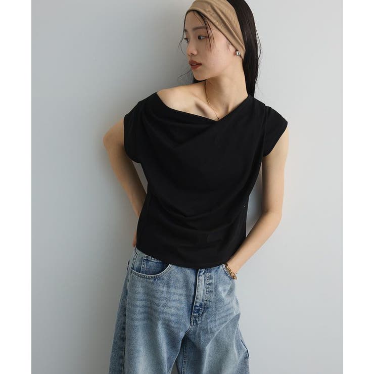 ドレープオフショルフレンチ袖Tシャツ | Green Parks  | 詳細画像29 