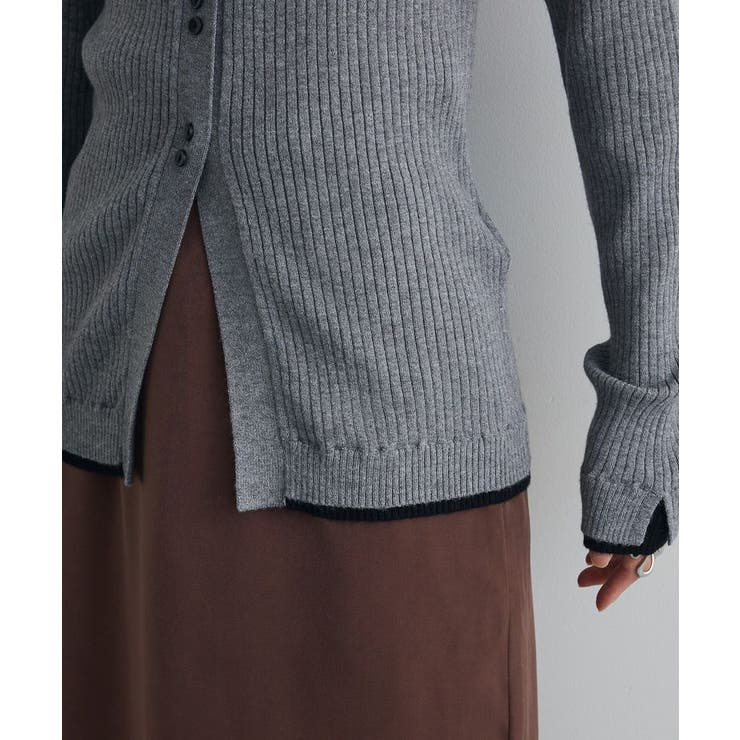 配色レイヤードポロリブニットカーディガン | Green Parks  | 詳細画像12 