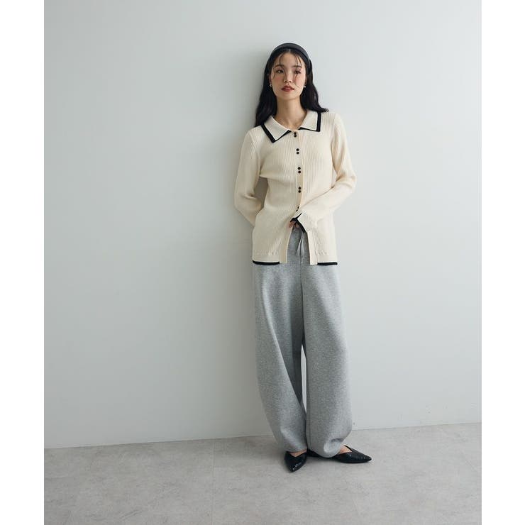 配色レイヤードポロリブニットカーディガン | Green Parks  | 詳細画像27 