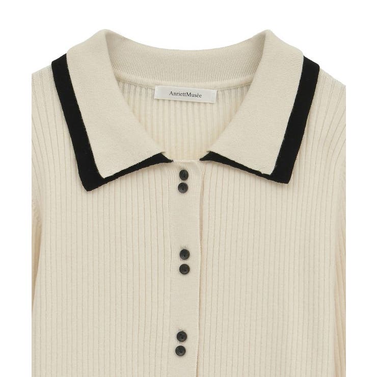 配色レイヤードポロリブニットカーディガン | Green Parks  | 詳細画像34 