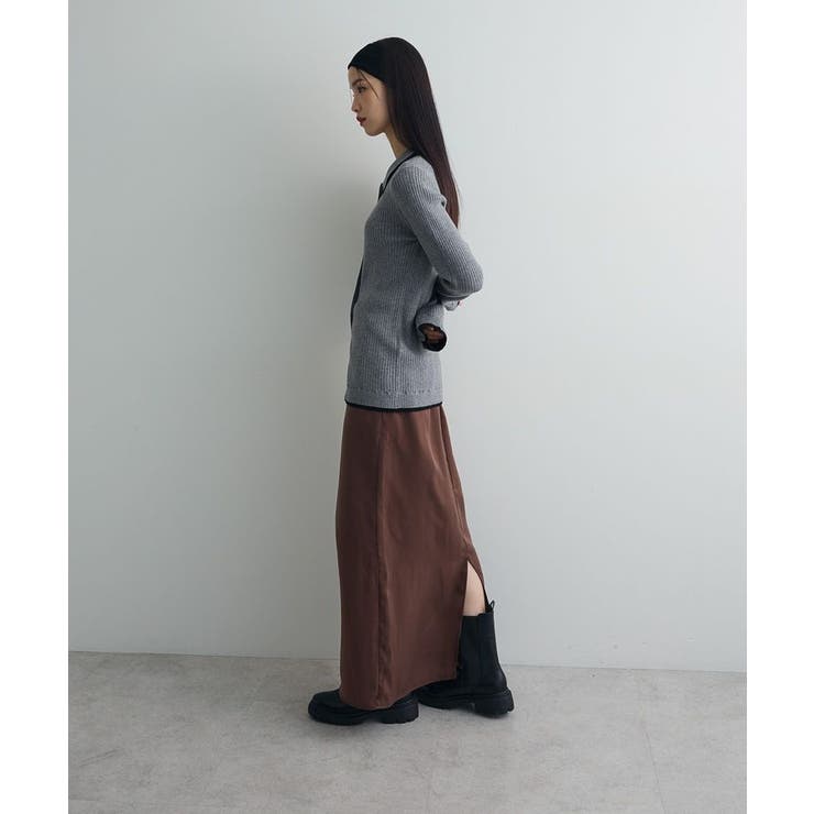 配色レイヤードポロリブニットカーディガン | Green Parks  | 詳細画像4 